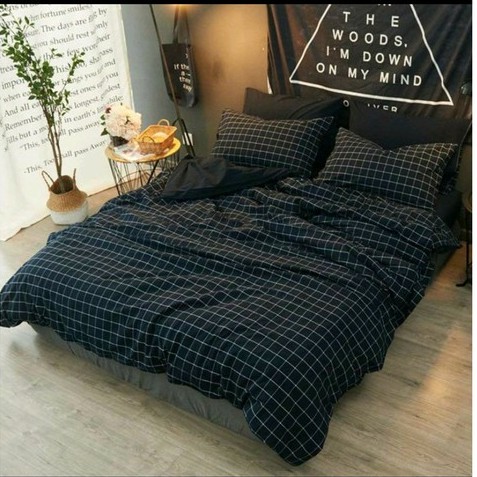 SPREI HOMEMADE NO 1 BANTAL 2GULING 2 TERLARIS KOREAN STYLE AESTHETIC EMILY TARTAN ANJANA GRID KATUN DISPERSE - UKURAN 120, 160 &amp; 180