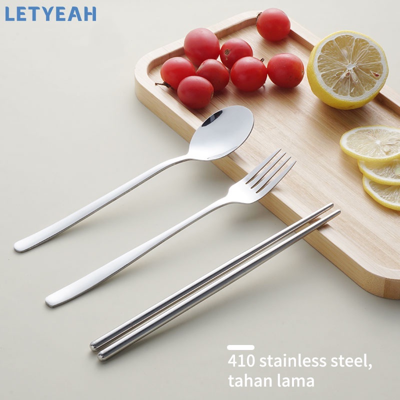 letyeah Rotatable cutlery set stainless /Alat makan set 3 in 1 portable