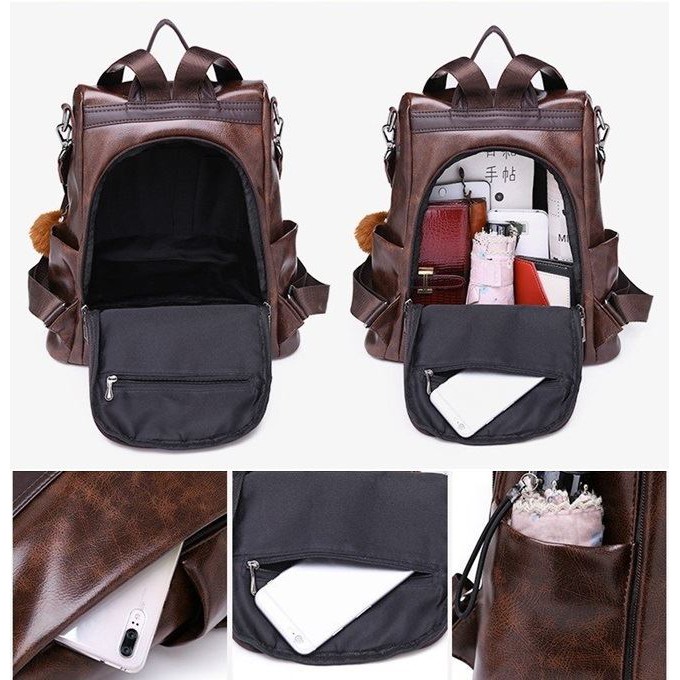 BJ28778 - BLACK/COFFEE - TAS RANSEL PUNGGUNG BACKPACK IMPORT TAS WANITA FASHION IMPORT MODIS ELEGAN TERMURAH TERLARIS TERBARU BAGSTORE JAKARTA TAS BATAM B8778 BQ2383 ELJ602