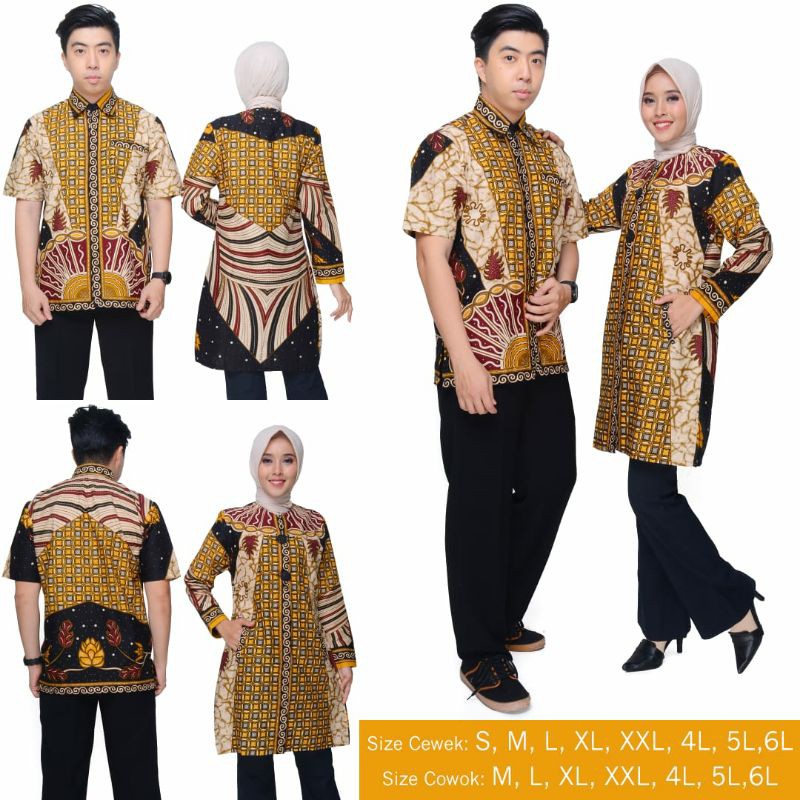 BAJU BATIK COUPLE ATASAN DEWASA - Dewi Kencana ( model kemeja/model tunik kancing depan)