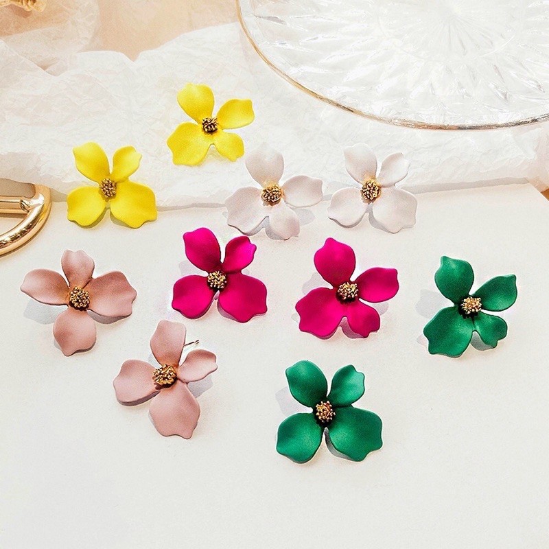 Anting Dengan motif bunga warna warni fashion Korea