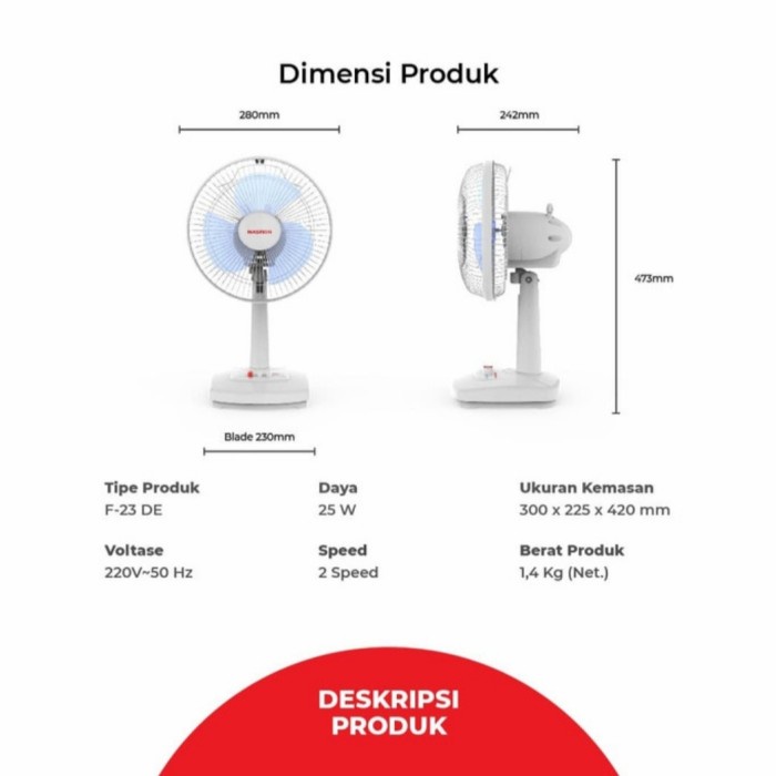 Kipas Maspion Desk Fan F 23 DE 9 inch