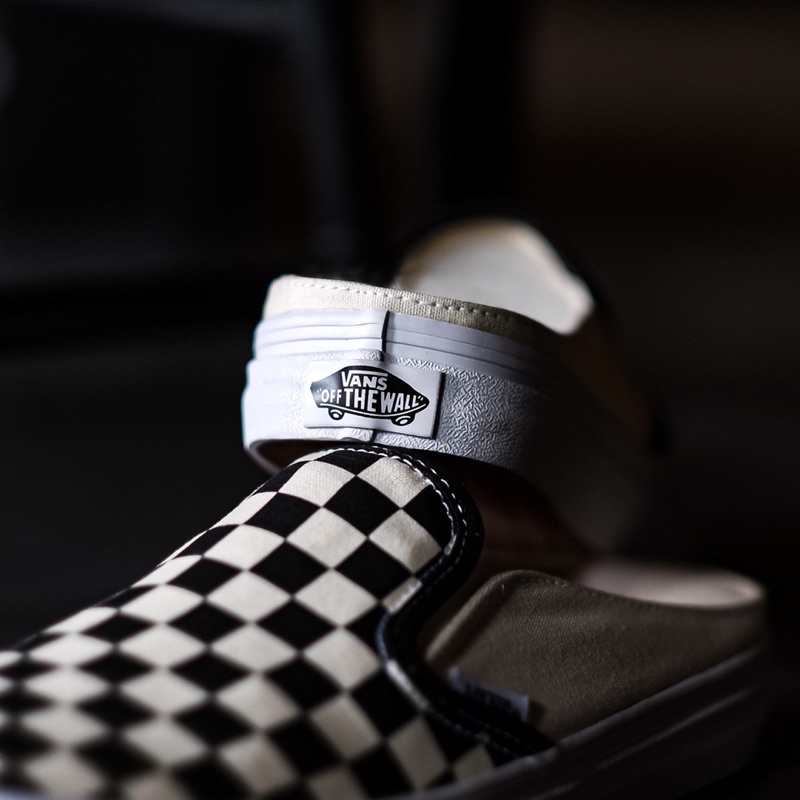 VANS SLIP ON CHECKERBOARD MULE BLACK WHITE ORIGINAL 100%