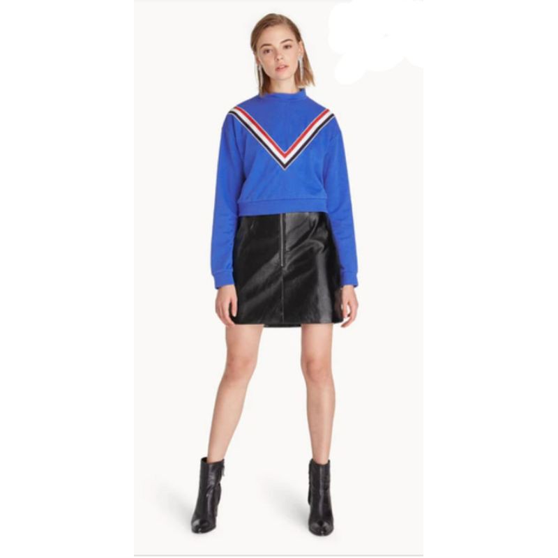 Varsity Mock Neck Sweater Blue
