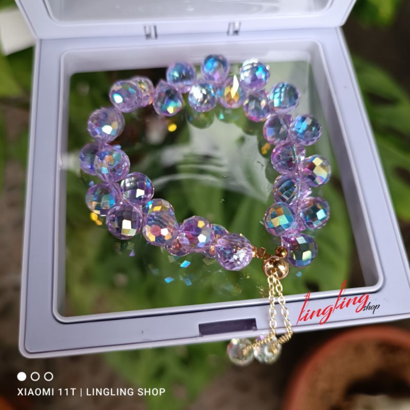 Gelang kristal serut,gelang kristal serut korea,gelang kristal tali elastis free BOX-7