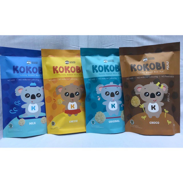 Abe Food Kokobi Yummy Baked Rice Puff Snack Anak NO MSG - 80gr (Ready Varian Rasa)