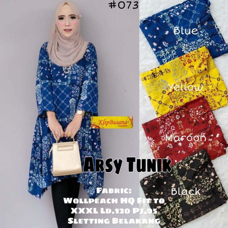 TUNIK WANITA TERBARU JUMBO WAKA MOTIF BUNGA KECIL LD 100 110 120 ATASAN BIG SIZE L XL XXL - #073 ARS