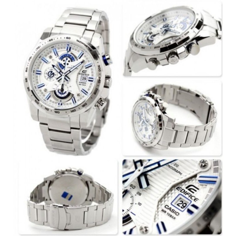 JAM TANGAN COWOK EDIFICE EFR-523 | EF 523 | EFR523 SILVER BLUE ORI BM