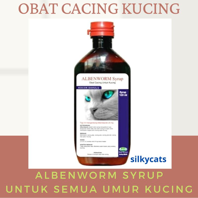 Obat cacing kucing albenworm syrup. Obat cacing untuk semua umur kucing.