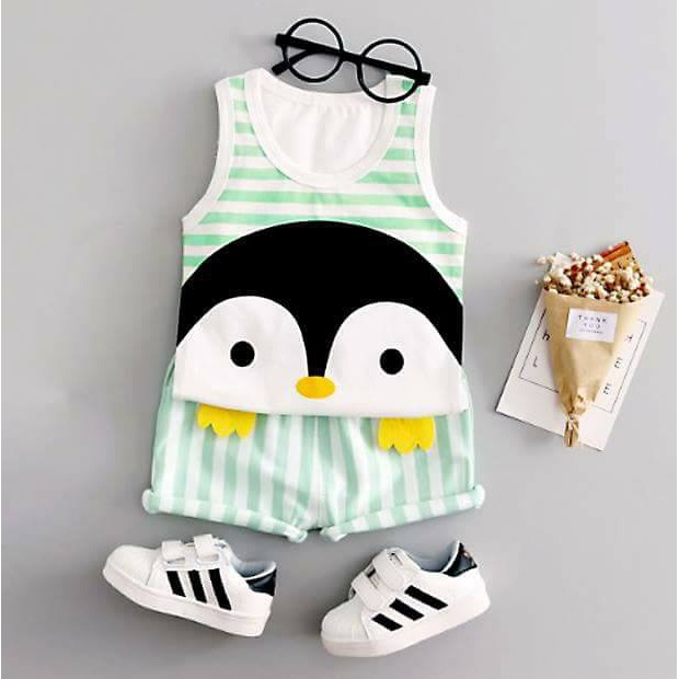 Setelan Anak Cowok Unisex Cuty Kiddy Penguin Set 2in1 (baju, celana)