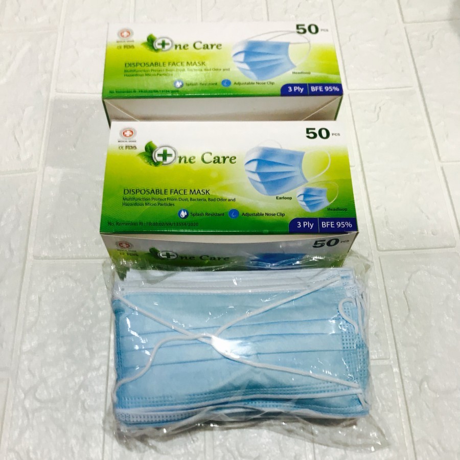 Masker Hijab 3ply isi 50 pcs Headloop Disposable Face Mask - One Care Hijab MURAH MEDAN