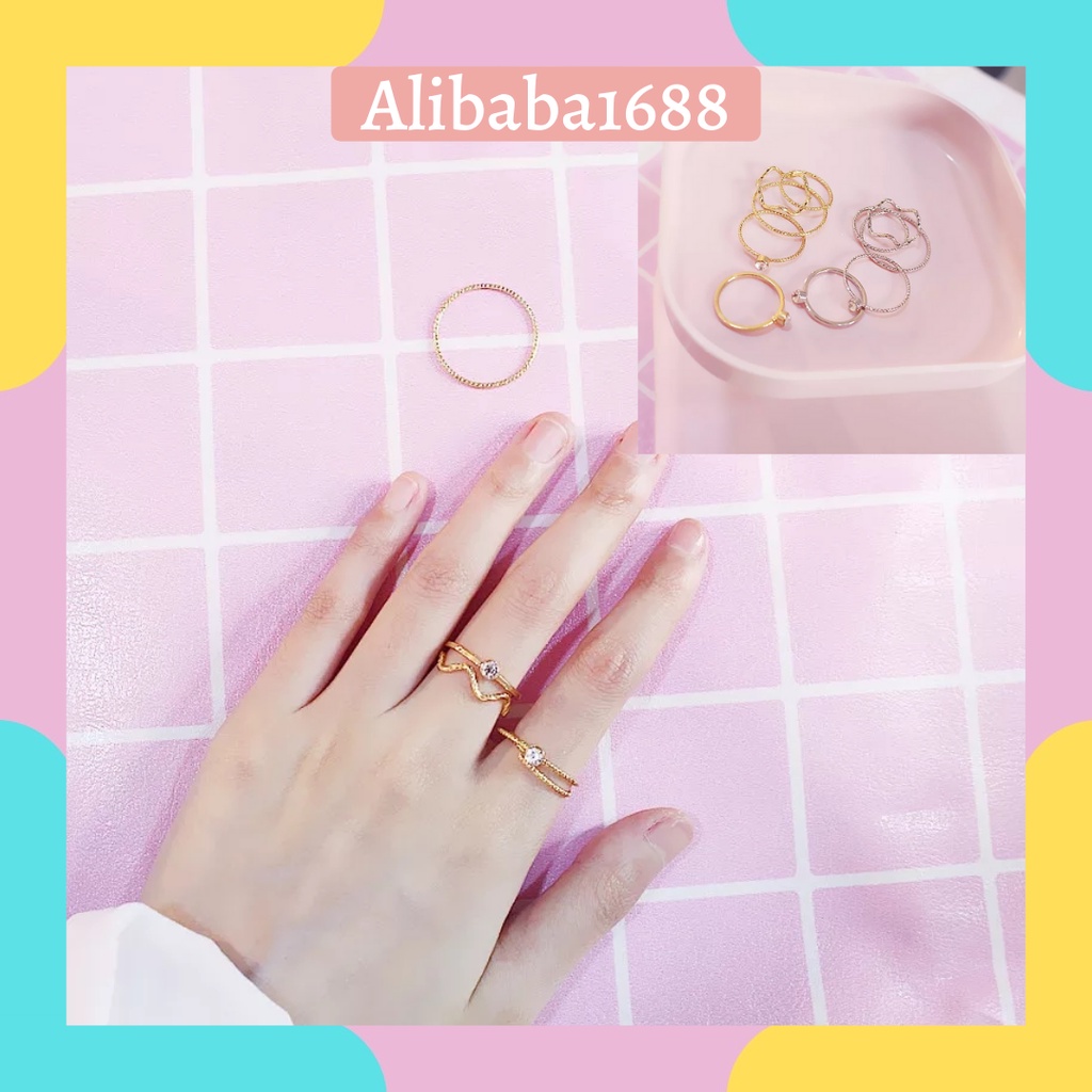 *Alibaba* Cincin Perak 5PCS Cincin Wanita Fashion B15