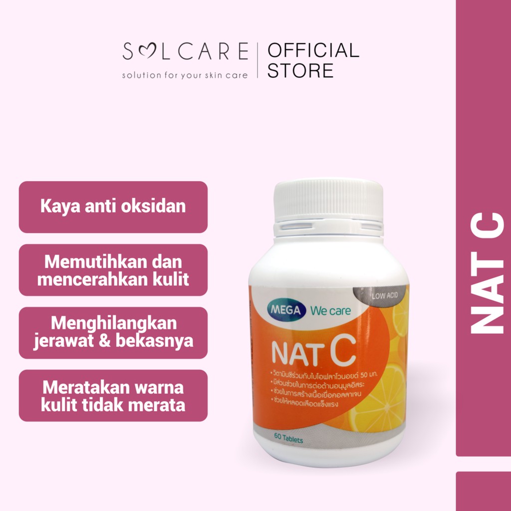 Vitamin Pemutih Pencerah Anti Oksidan Penghilang Jerawat Nat C 1000 Mega We Care Shopee Indonesia