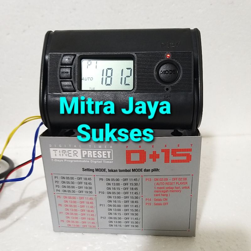 Timer Piro PRESET Digital DC 12 Volt 15 Auto Program On Off