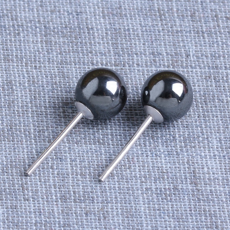 SIY  Elegant Hematite Silver Round Earrings Ear Studs 0.24&quot; 6mm