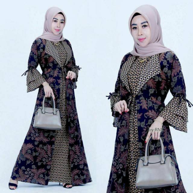 Jazzy Maxi Gamis batik terbaru 00065 batik Pekalongan model gamis terbaru 2020