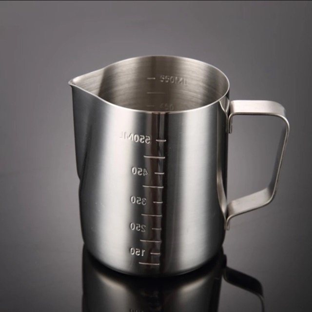 Milk jug pitcher dengan garis 600ml measurement latte art jug stainless steel jarum needle