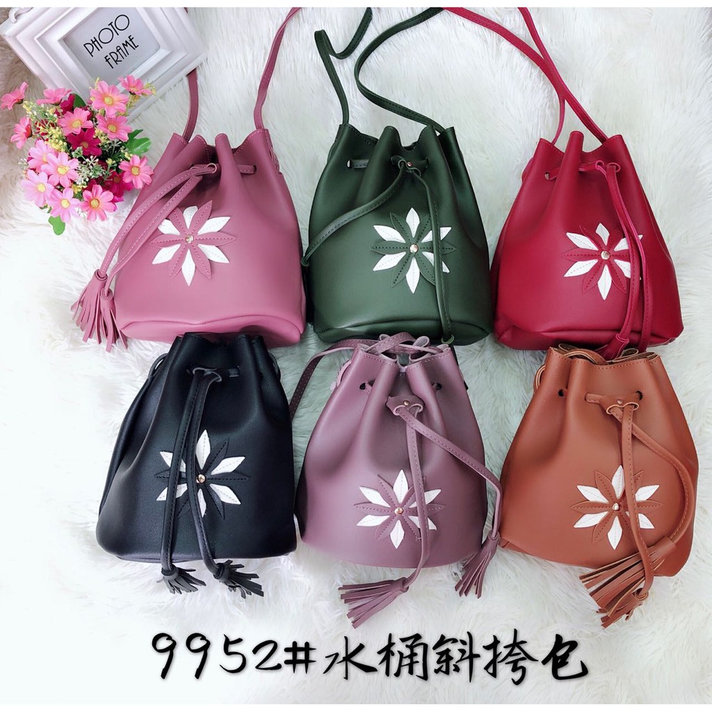 tas korea accesoris selempang tali serrut bunga variasi 9952