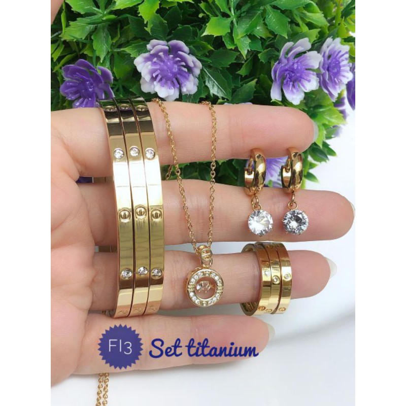 [TITANIUM] PAKET PERHIASAN TITANIUM GELANG KERONCONG ISI 3 TITANIUM 061120