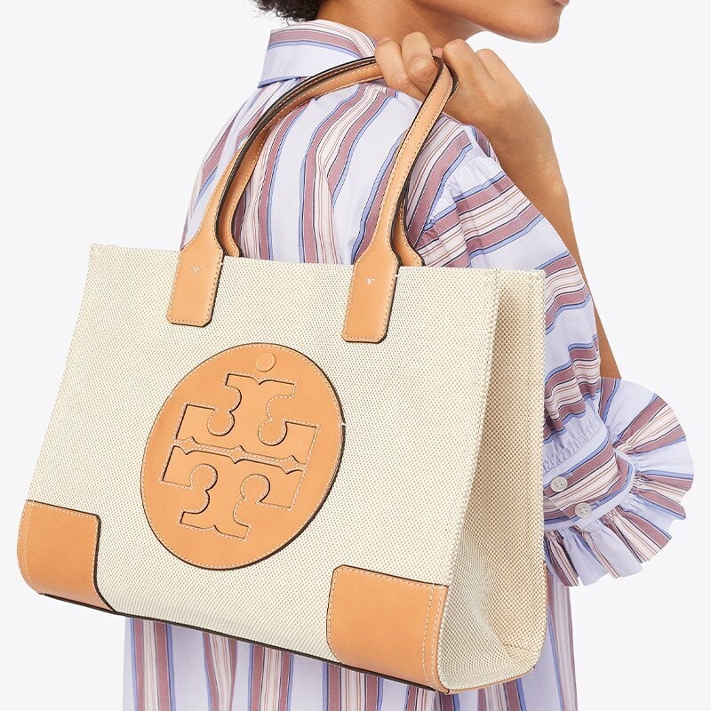 (SameDay Grab)  Original TB 45208 cowhide with canvas material ladies Single shoulder bag handbag Shopping bags