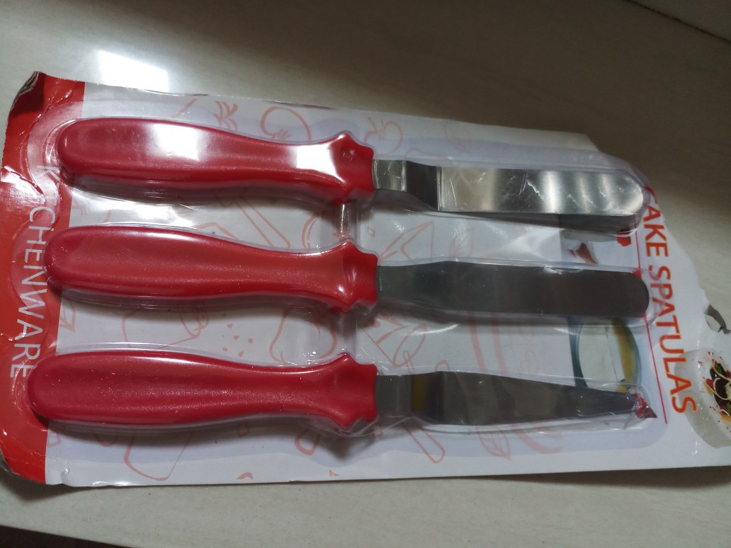 [pumao] 3pcs / Set Spatula Stainless Steel Untuk Mengaduk Krim Kue