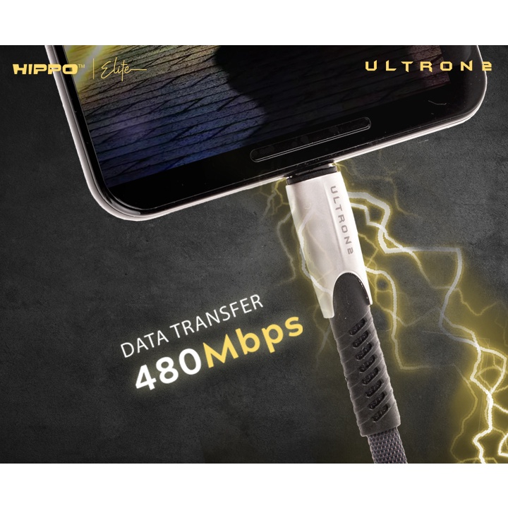 Hippo Elite Ultron 2 Micro, Type C, Lighting USB Port Cable 100 cm