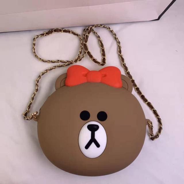 TAS SELEMPANG KEPALA BROWN LUCU ACC