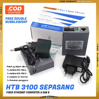 [COD] HTB-3100 A B SET Fiber Optic Optical Media Converter Netlink 10/100Mbps RJ45 Single Mode 25KM