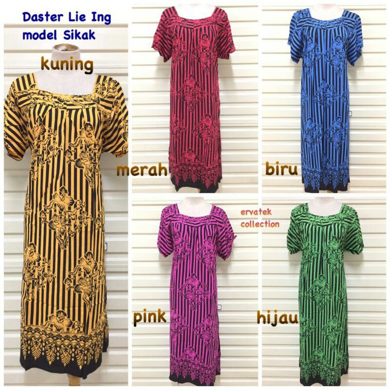 Daster Lie Ing Batik DLI08 Sikak tangan pendek / Baju Tidur Halus Batik Daster panjang