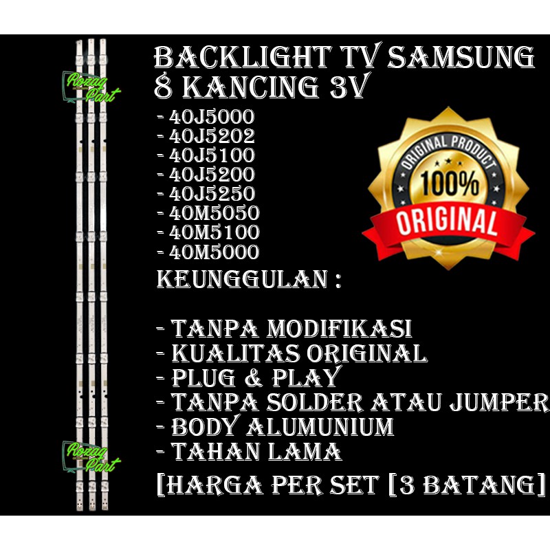 Lampu Backlight TV Samsung 40 inc inchi UA 40J5200 8 Led 3 Volt