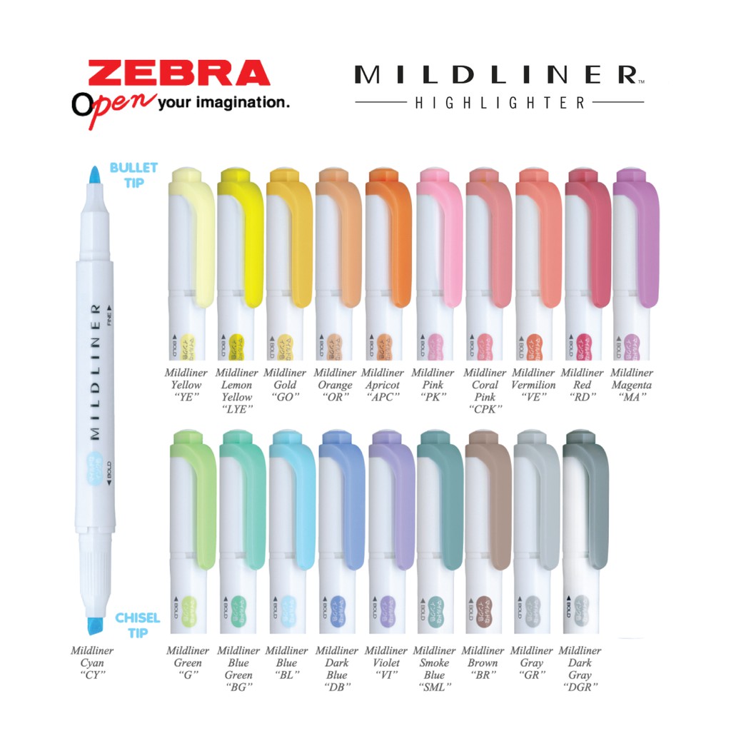 

Zebra Mildliner Highlighter / Double-Sided Marker / Bullet - Chisel Tip