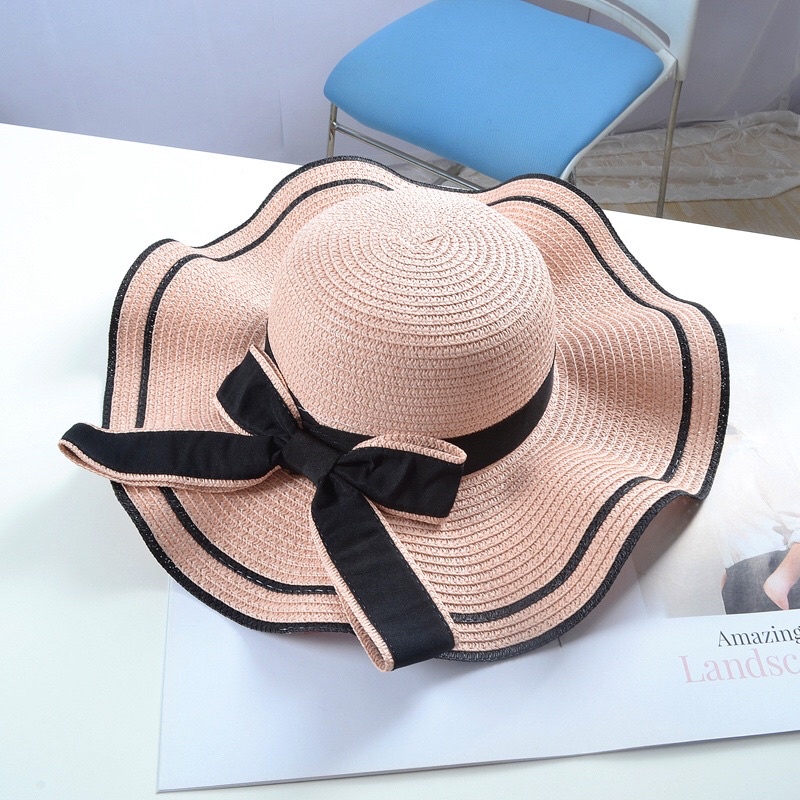 MAYSTAR Topi Pantai wanita Bunga pelindung UV -Summerhat Pantai import T58-Pink