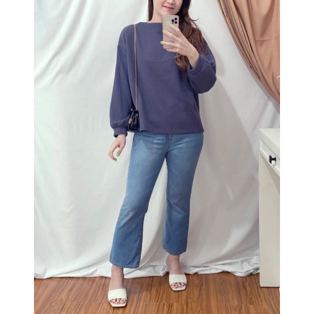 uniqlo textured high neck puff sweater
