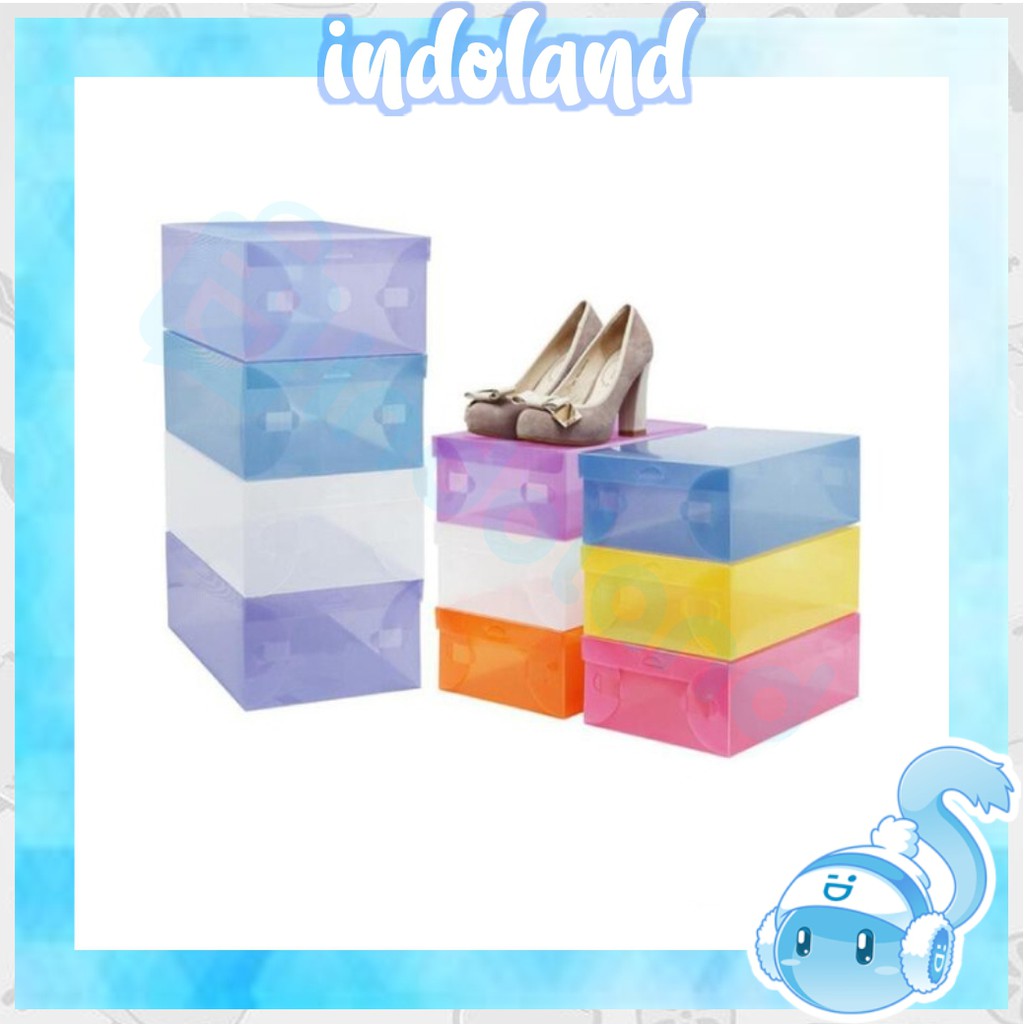 ☀INDOLAND☀ R001 Kotak Tempat Sepatu PVC Transparant Box Serba Serbi Portable Susun Rak Sendal Murah