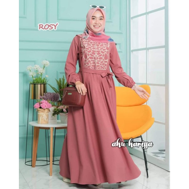 GAMIS CANTIK ERINA BORDIR ORI AKU KARISSA DRESS MUSLIMAH TERBARU BEST SELLER OOTD WANITA KEKINIAN