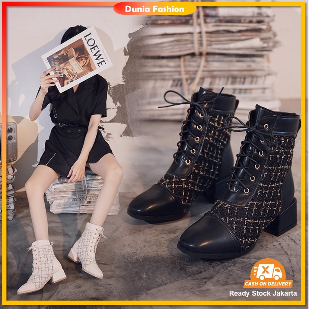 [DUNIA FASHION] Sepatu Boots Wanita Ala Korea Import Premium Quality DF 592