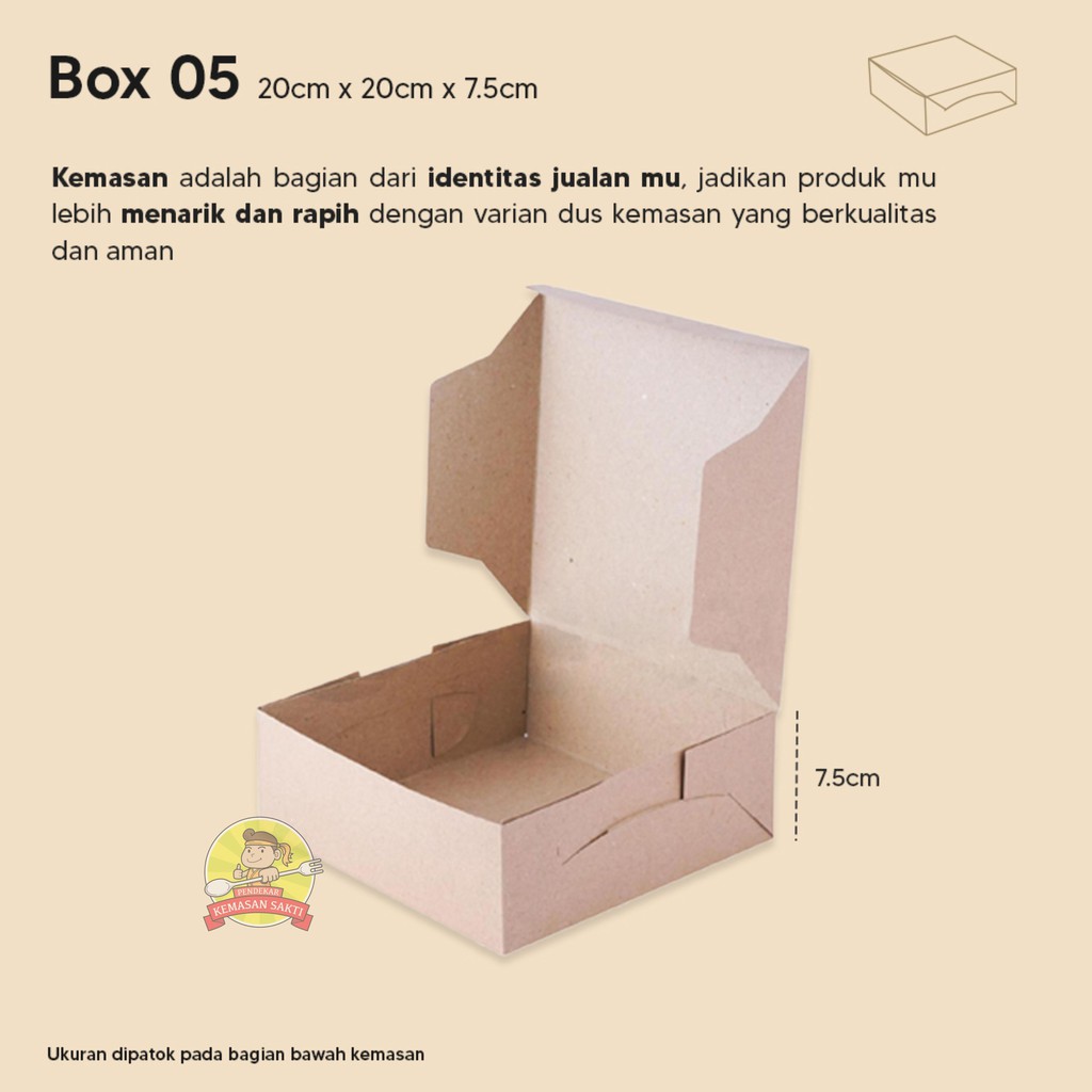 

RN Dus Nasi 20 x 20 LAMINASI / Box Kraft / Kotak Makan Take Away / Box Window