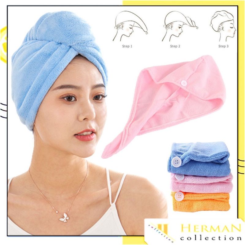 Handuk Keramas Rambut Turban Keramas Magic Head Towel Fast Dry