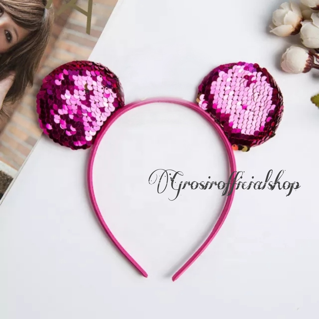 BANDO DESAIN TELINGA KUPING TIKUS BLING BLING - BANDO BANDANA KUPING LUCU UNTUK WANITA / COSPLAY