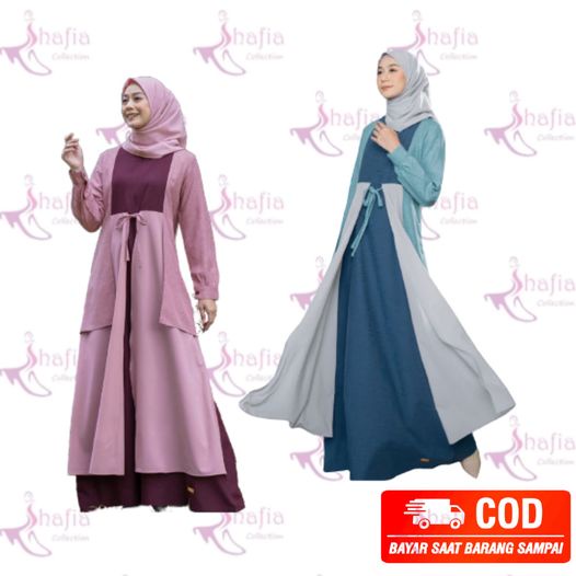 9.9 Nibras Gamis Aesthetic Blue Maroon Terbaru 2022 / Nbrs Dress Gms Aestetic Biru Merah Marun Dress