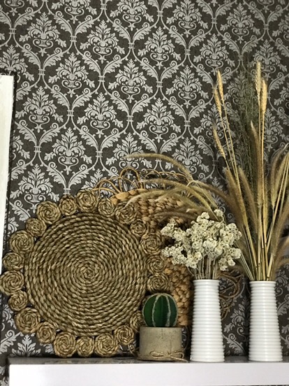 Placemat Seagrass Matahari Natural List Hitam Diameter 35 Cm