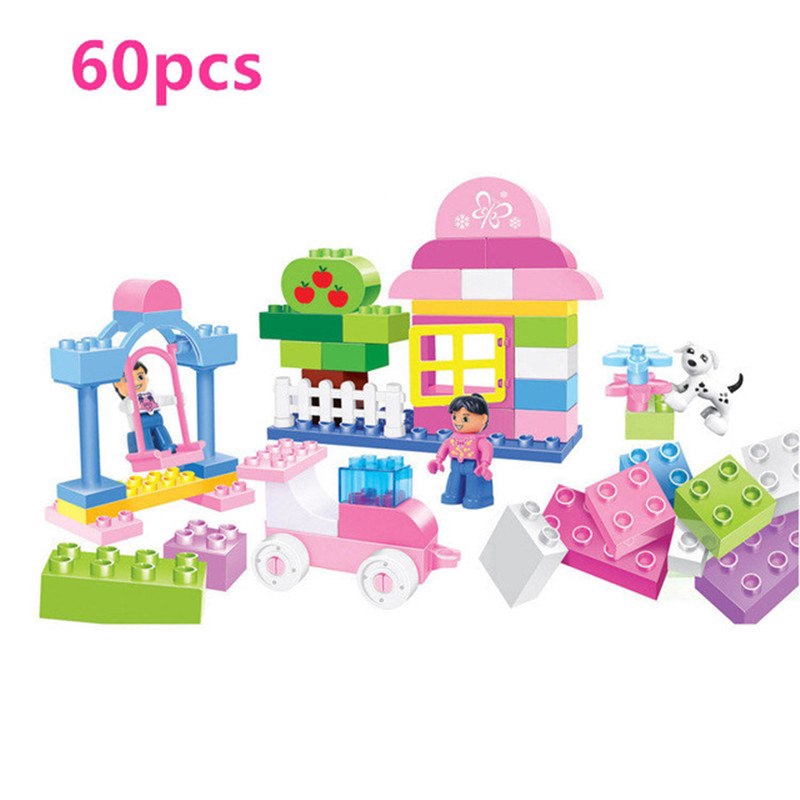 60pcs Mainan Puzzle Susun Blok Lego Duplo Motif Taman Bermainayunanpohon Untuk Anak 2 4 Tahun