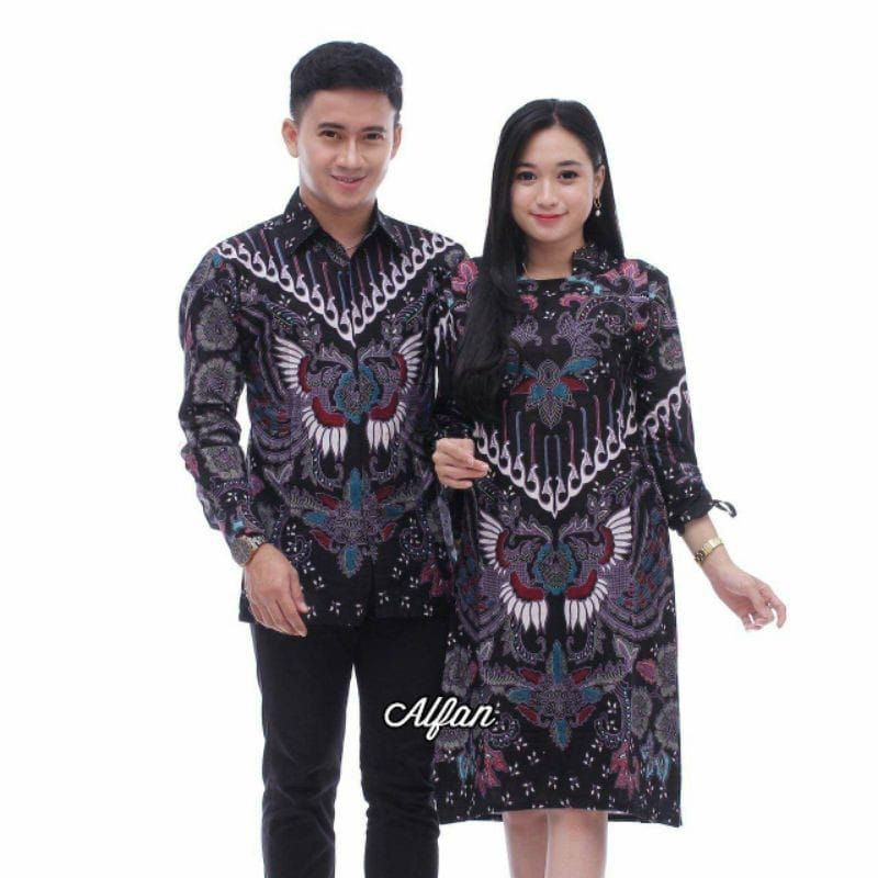 Maura Couple - Sania Ruffle Batik Couple Ori Ndoro Jowi DNT Garansi Termurah motif KUPU ABU