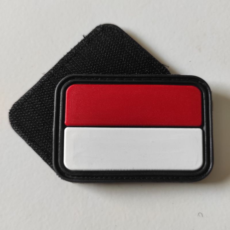 PATCH RUBBER LOGO BENDERA INDONESIA UJUNG LANCIP/TEMPELAN EMBLEM KARET VELCRO PEREKAT