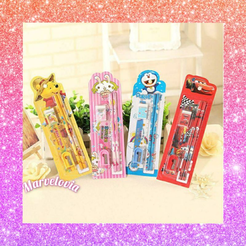 

marvelashop | Alat Tulis anak Set 5 in 1 Karakter Souvenir pensil belajar sekolah
