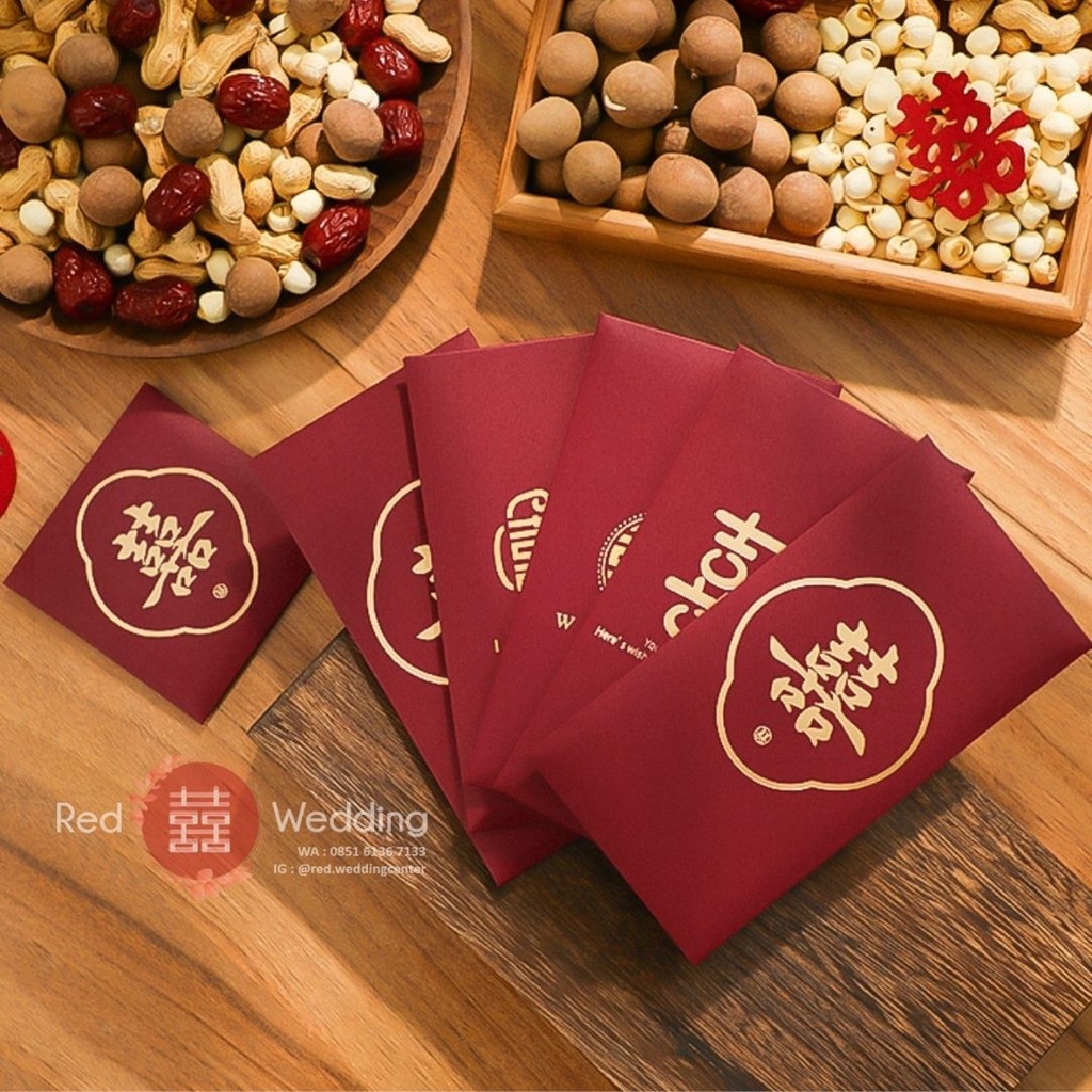 Kantong Amplop Angpao MAROON Wedding Logo Xi Estetik Premium Simple Design Aesthetic Angpau