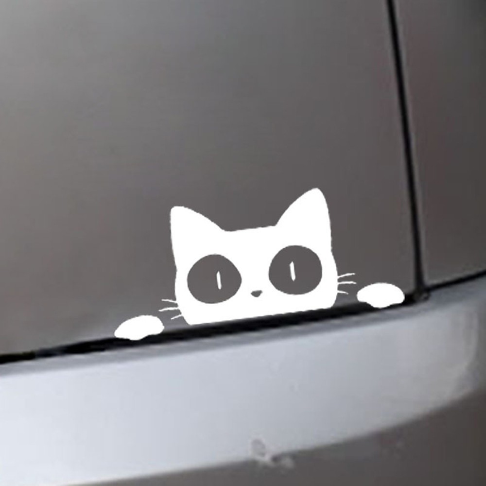 Stiker Motif Kartun Kucing Mengintip Warna-Warni Ukuran 14cmx6.2cm Untuk Dekorasi Mobil