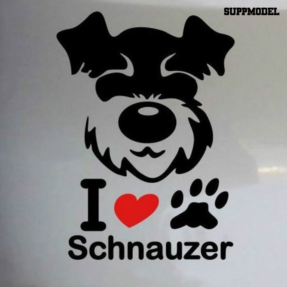 Sticker Decal Reflektor Dekorasi Mobil Gambar Anak Anjingtulisan I Love Schnauzer