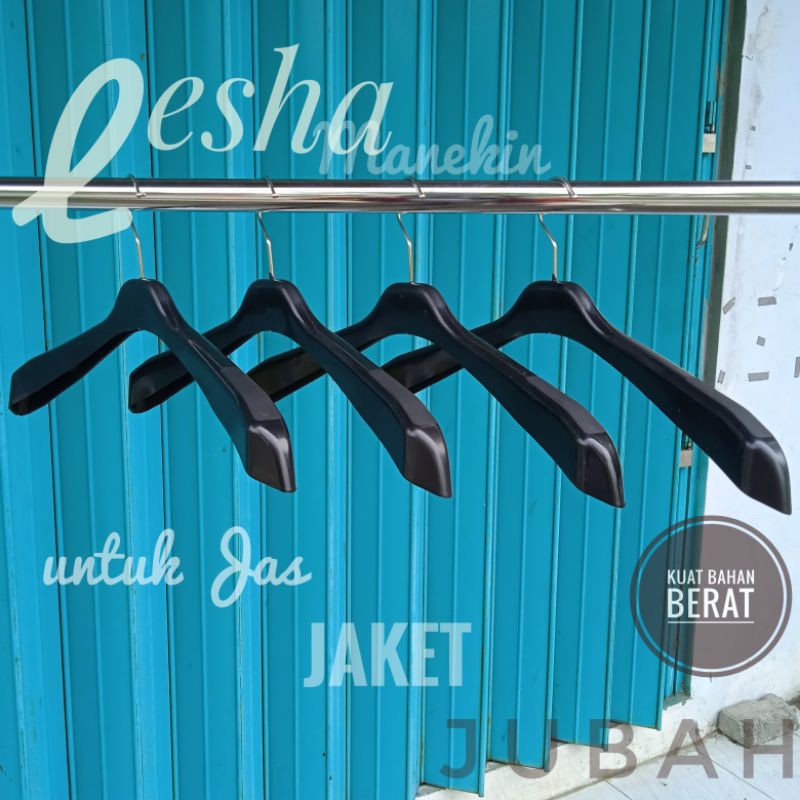 Hanger Baju Berat Jaket Gamis Gantungan Baju Distro Butik Hitam Model Bebek isi 6 biji