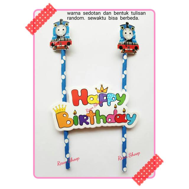 topper toper hiasan kue cup cake happy birthday ulang tahun ultah karakter kereta thomas and friends